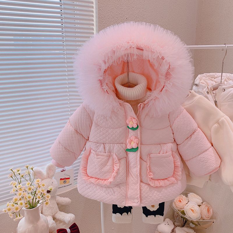 女童2023新款冬装女宝宝加厚外套小童洋气棉袄保暖棉服韩版棉衣