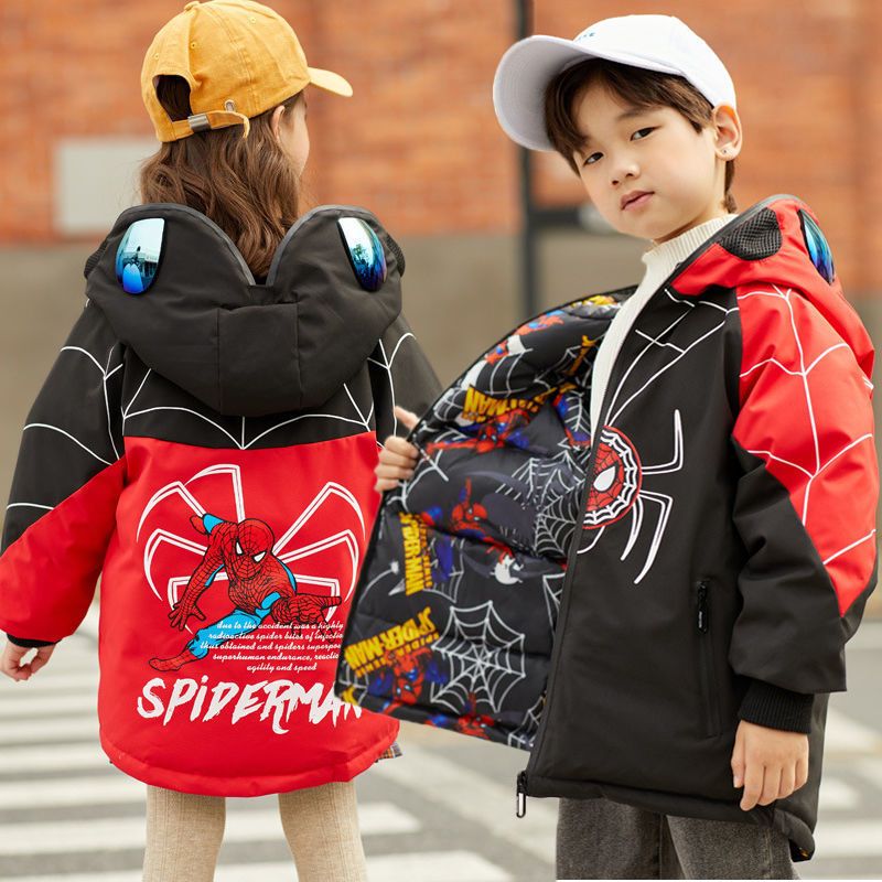 【双12活动】2023新款蜘蛛侠儿童羽绒服冬装男童女童中长款洋气加厚