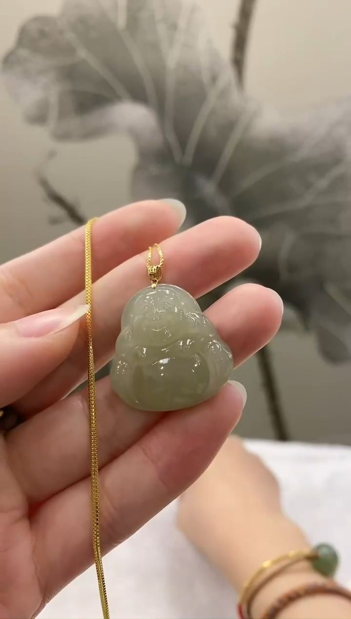 【闪购商品】和田玉吊坠(赠链)18K金镶嵌dd
