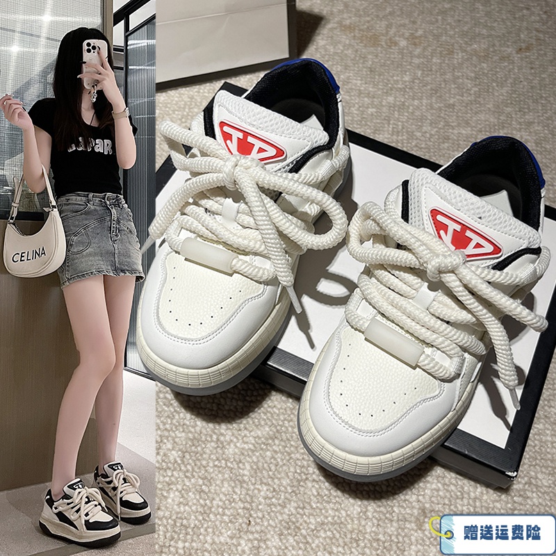 红蜻蜓牌厚底小白鞋女2023春秋季新款百搭配裙子面包鞋女生运动鞋