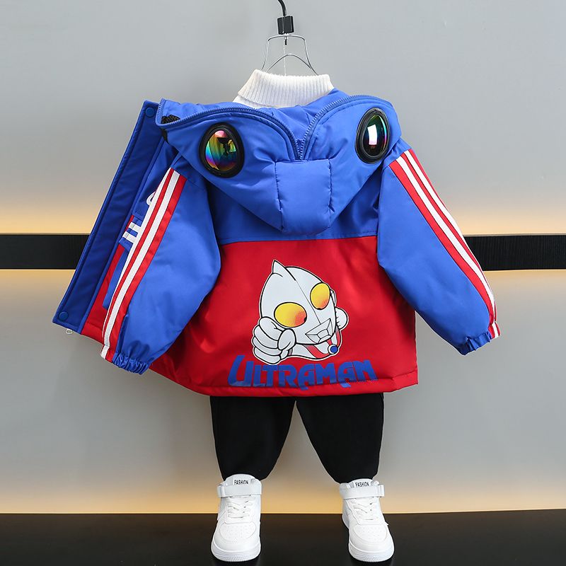鸭鸭牌奥特曼男童羽绒衣儿童2023新款冬季装白鸭绒外套加厚保暖宝