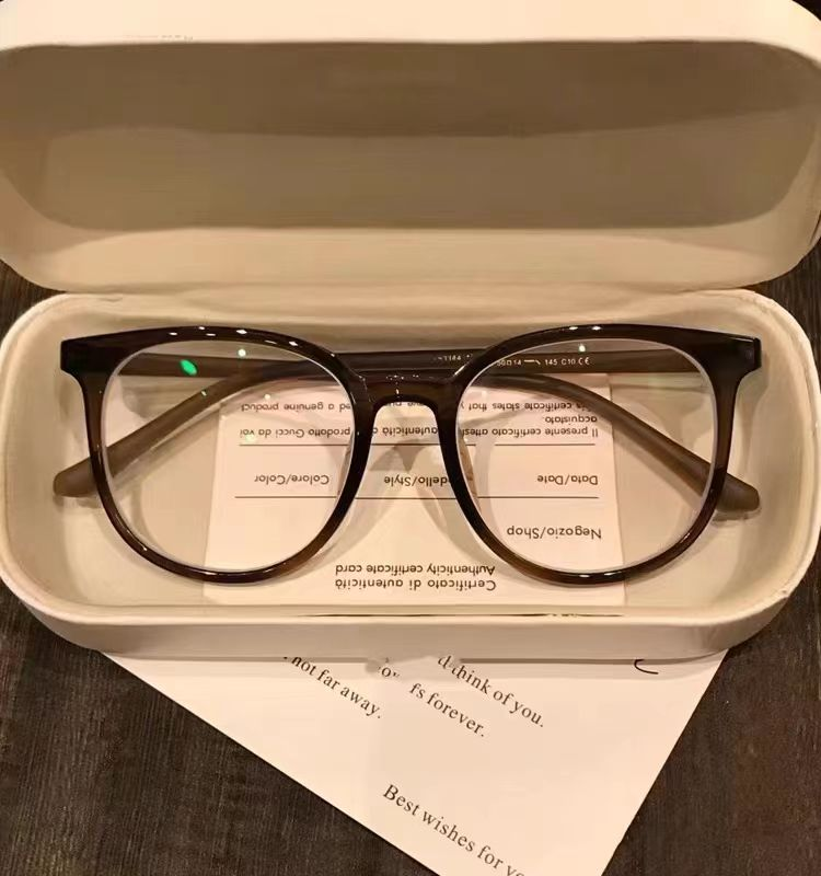 栗子茶断货小众复古防蓝光辐射眼镜可配度数近视平光镜素颜百搭潮