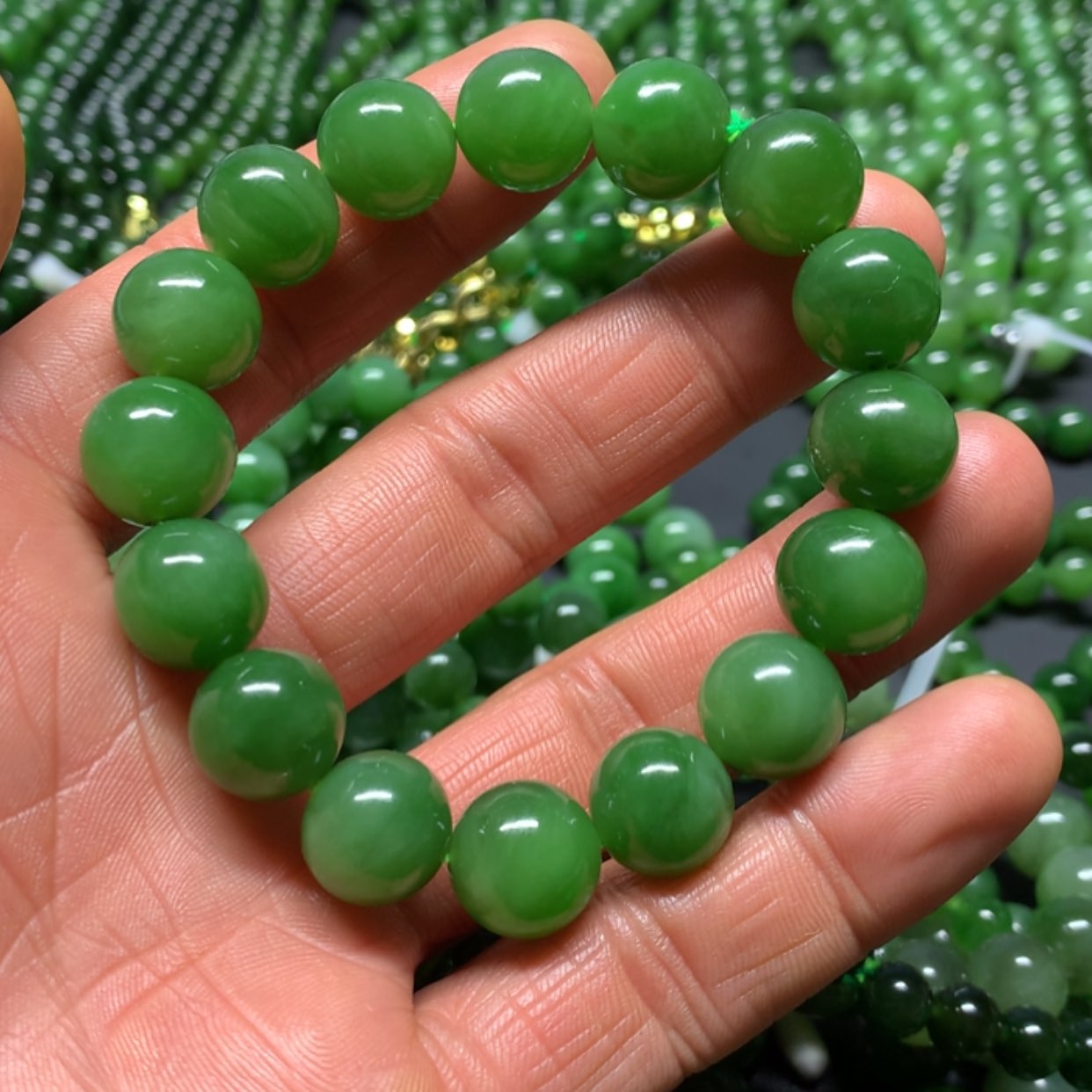 【闪购商品】和田玉（碧玉）手串未镶嵌枯**味