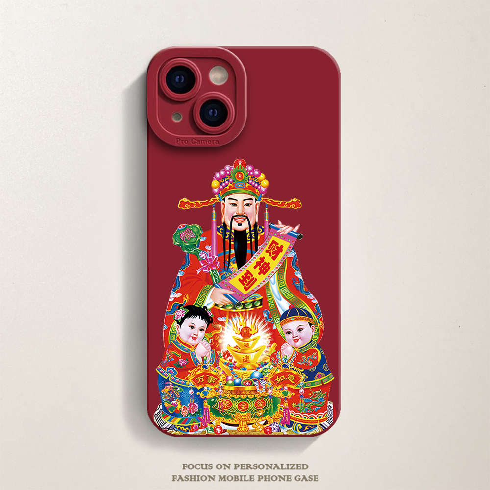 招财老爷财神爷苹果14promax手机壳红iPhone13/12新款高级喜庆xsr