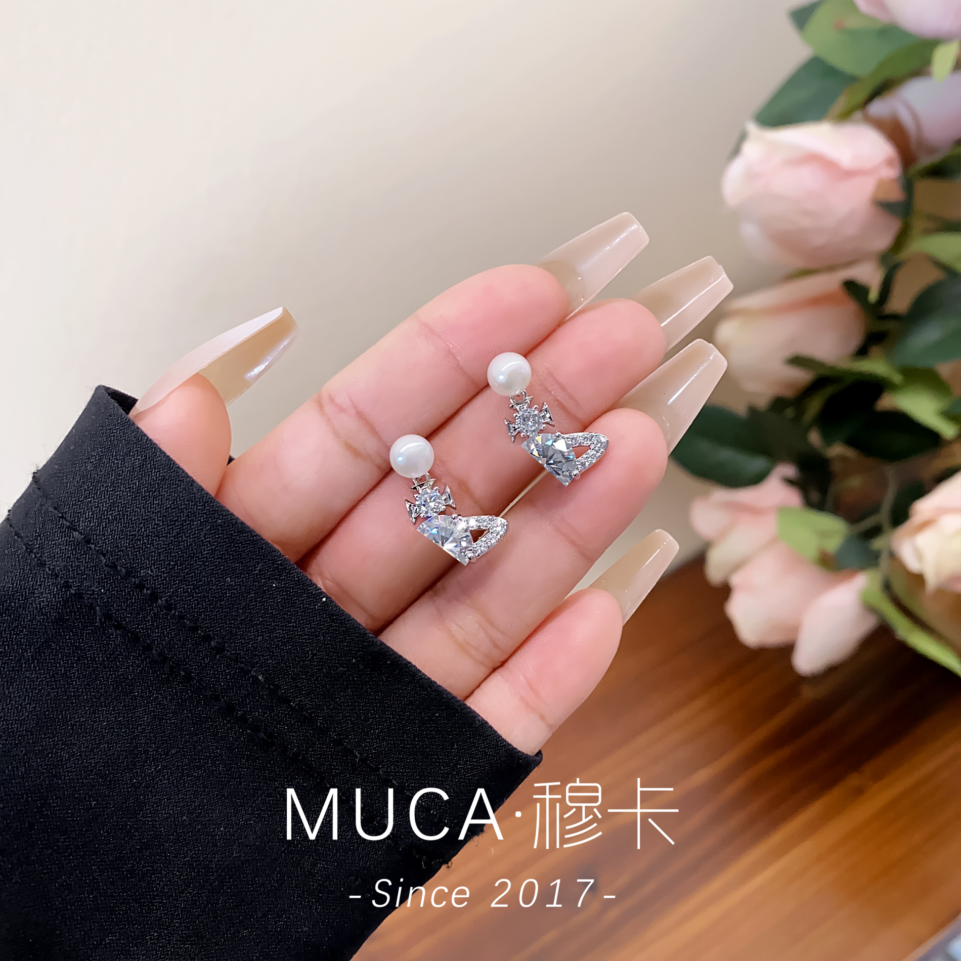 铜合金合成锆石耳饰  时尚百搭气质轻奢简约女耳钉X761