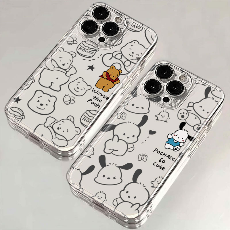 维尼熊帕恰狗iphone15苹果手机壳14promax硅胶13pro透明12卡通11