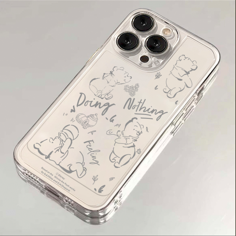 悠闲维尼熊iphone15苹果手机壳14promax硅胶13pro透明12高级11软