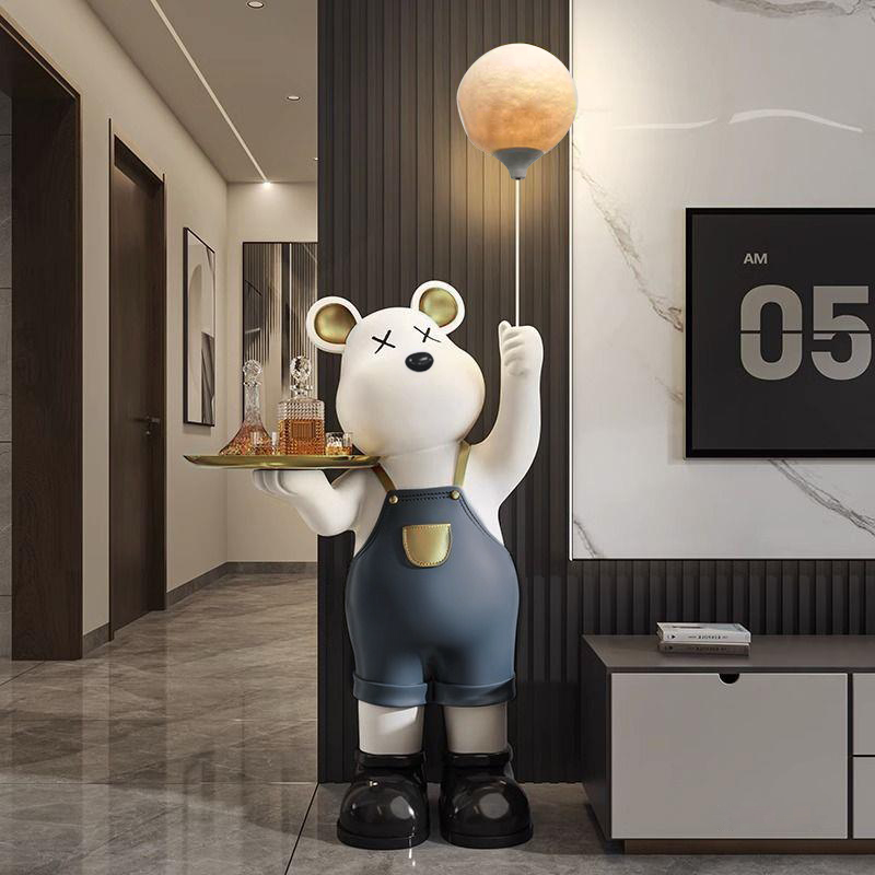 【小扬哥推荐】大型落地摆件托盘熊客厅装饰品高档乔迁新居礼物托
