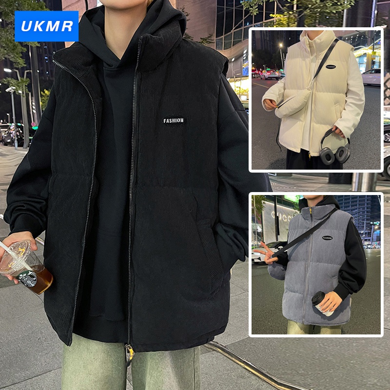 冬季棉衣马甲男士宽松休闲外套立领坎肩灯芯绒保暖上衣简约修身