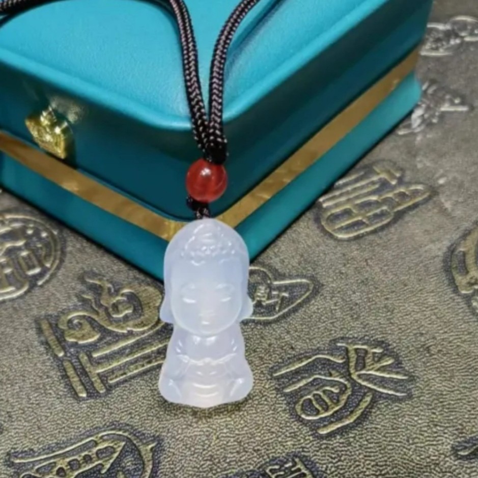 S1376-（天然珠宝）玄晶雪域冰魄玉宝宝佛吊坠-送礼佳品