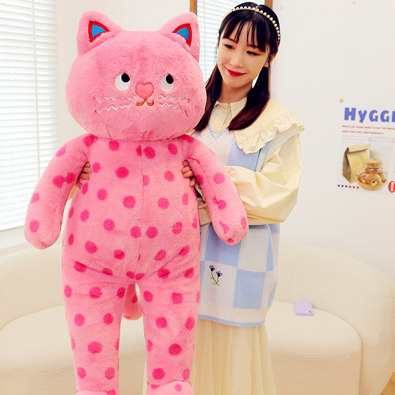 小红书同款可爱波点猫咪抱枕靠垫抱睡猫公仔毛绒玩偶娃娃靠枕垫子