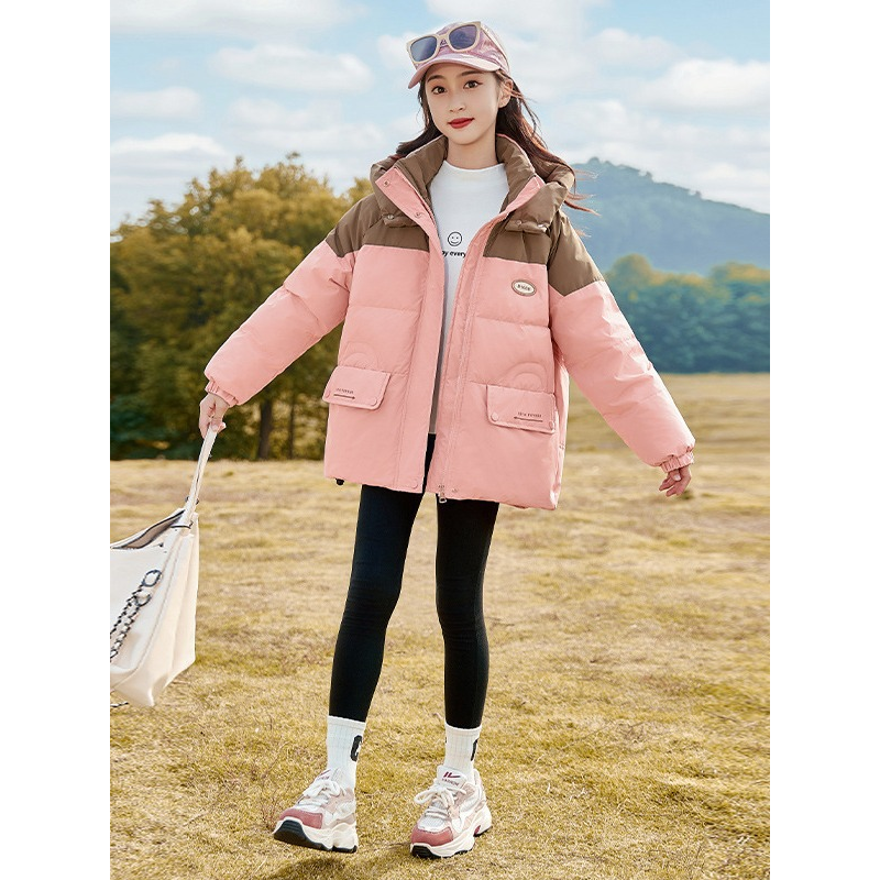 巴拉巴拉女童三防羽绒服2023新款洋气羽绒外套童装大童儿童拼色加