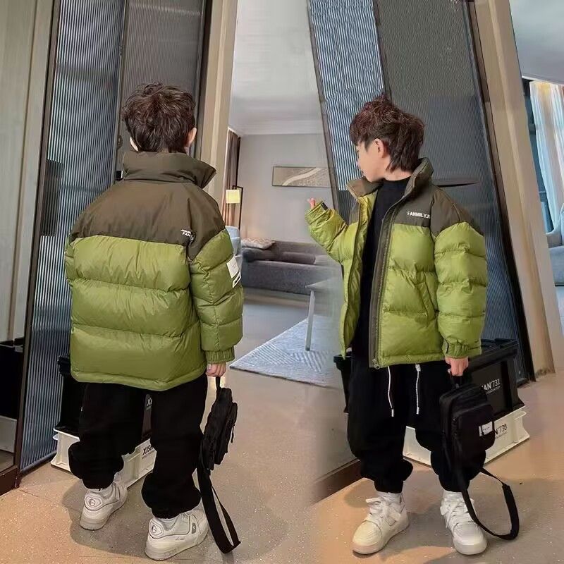 儿童棉服冬季加厚男童短款潮牌外套2023新款棉衣棉