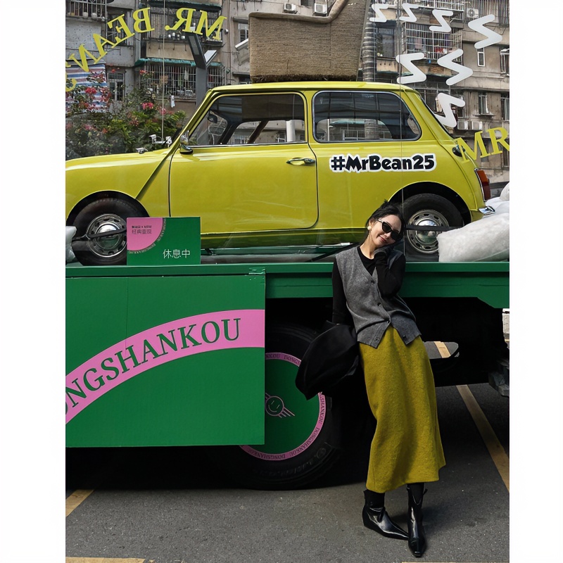 美式复古时尚高级感半身裙女2024秋冬款气质开叉裙子配打底两件套