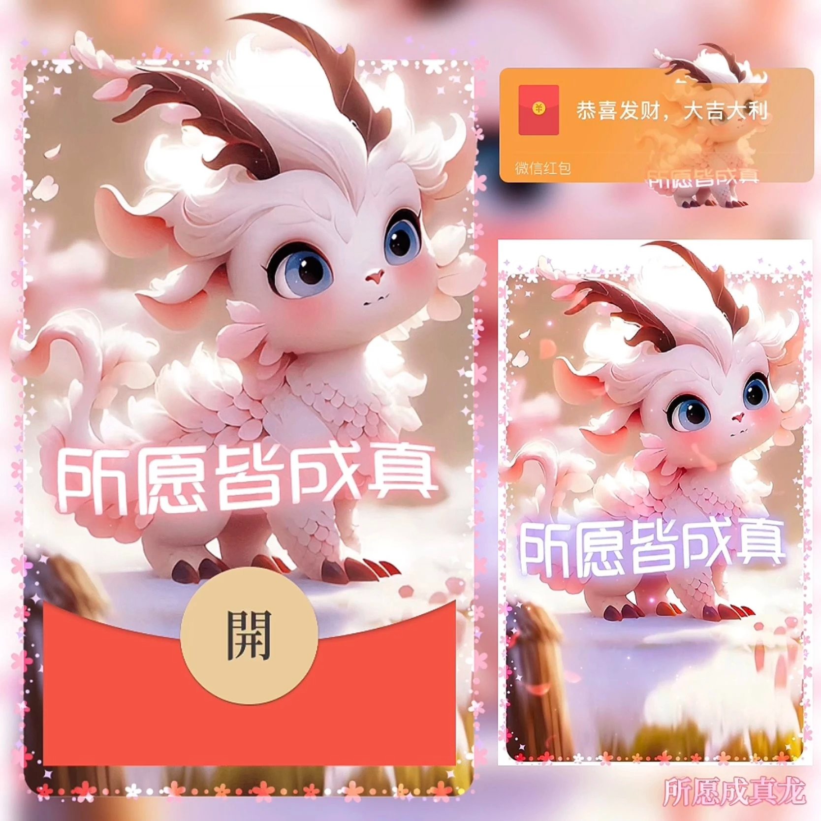 2024新款所愿成真可爱龙红包封面动态音乐爆款定制设计服务序列号