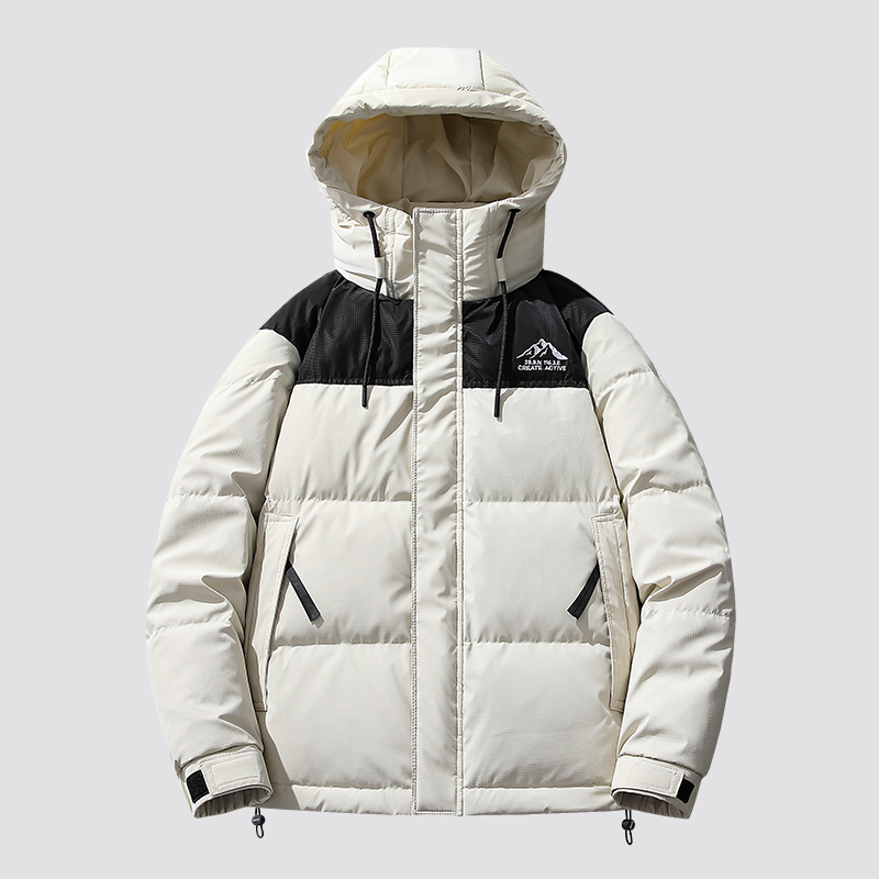 蒙口时尚羽绒服男士冬季新款潮流连帽白鸭绒面包服加厚保暖外套搭