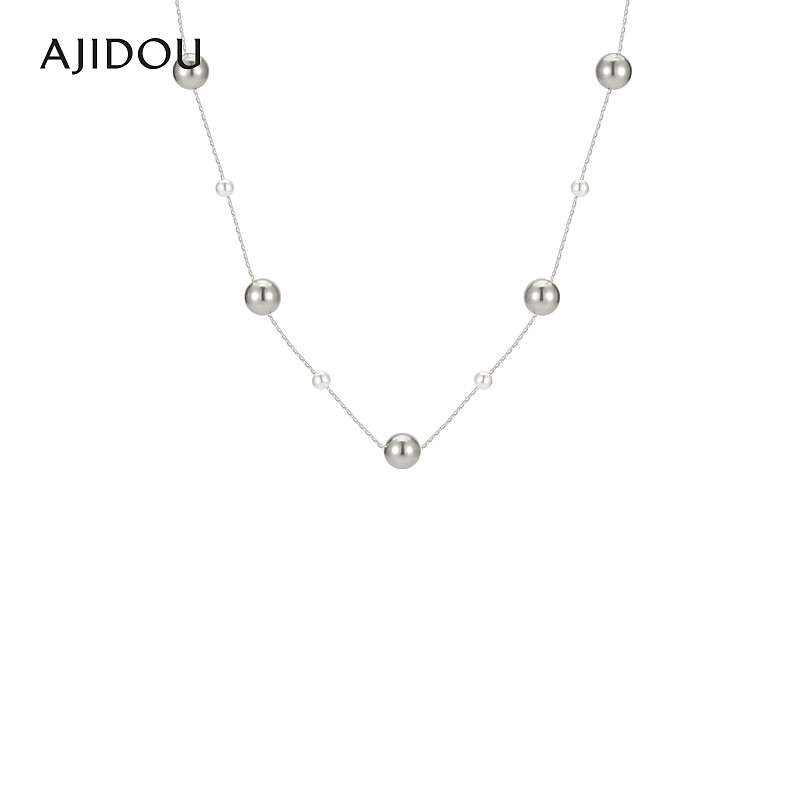 合金仿珍珠项链 【焕新周】AJIDOU阿吉豆优雅柔美灰珍珠项链【ZY】