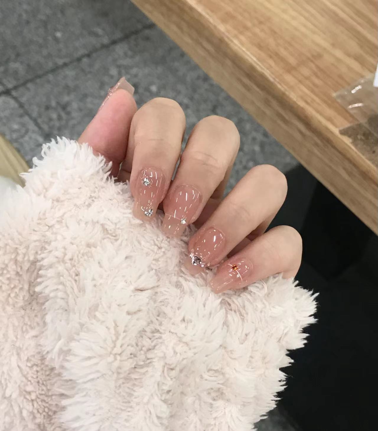 【流星碎月】ins裸色纯欲风纯手工穿戴式美甲贴片