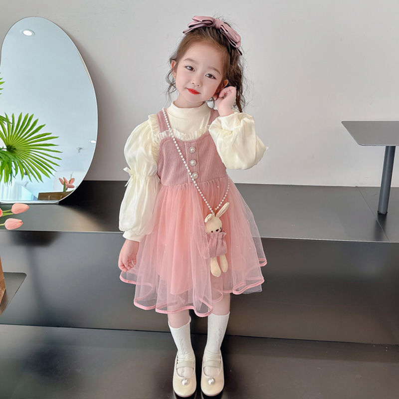 儿童春秋季新款洋气女童甜美长袖时髦公主连衣裙女宝宝秋装裙子潮