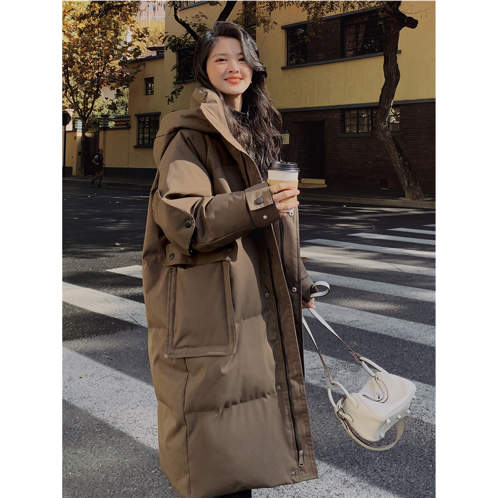 冬季反季羽绒服服女2023中长款工装加厚设计高级感冬装棉衣