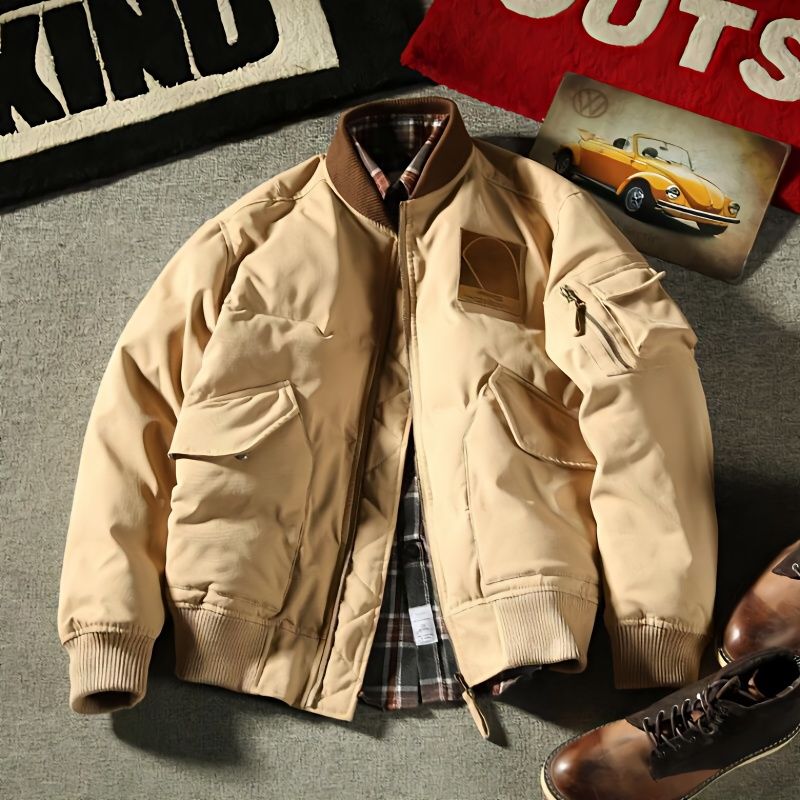 冬季美式飞行员羽绒服外套男春秋冬款棒球服加厚夹棉衣棉袄高级感