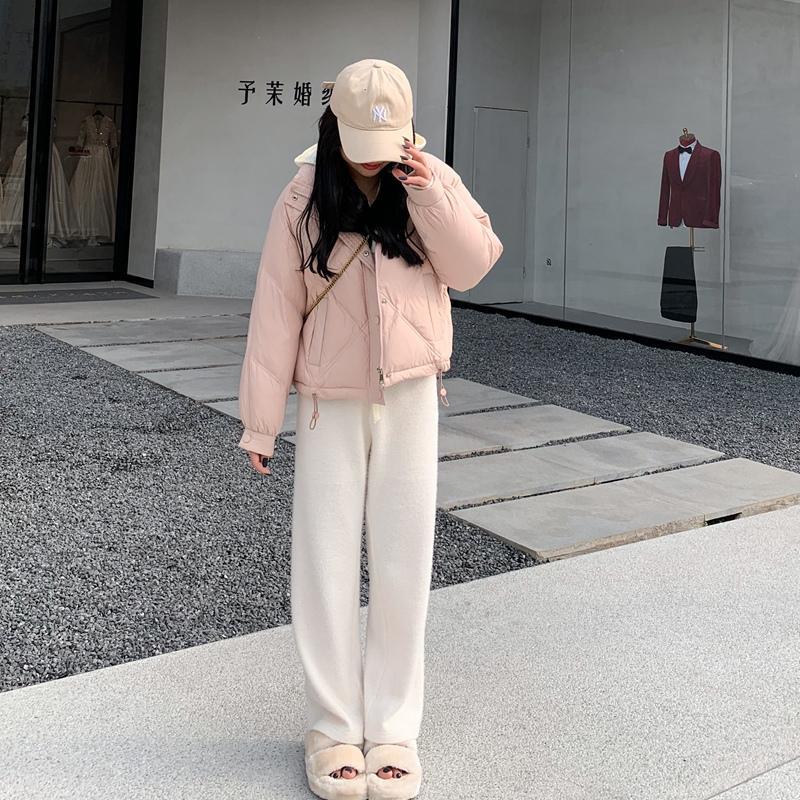 大码熙熙家小个子粉色设计感短款羽绒服女2023新款