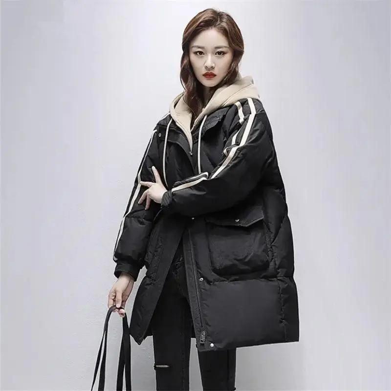 羽绒服中长款羽绒服女冬季2023年新款宽松显瘦加厚保暖假两