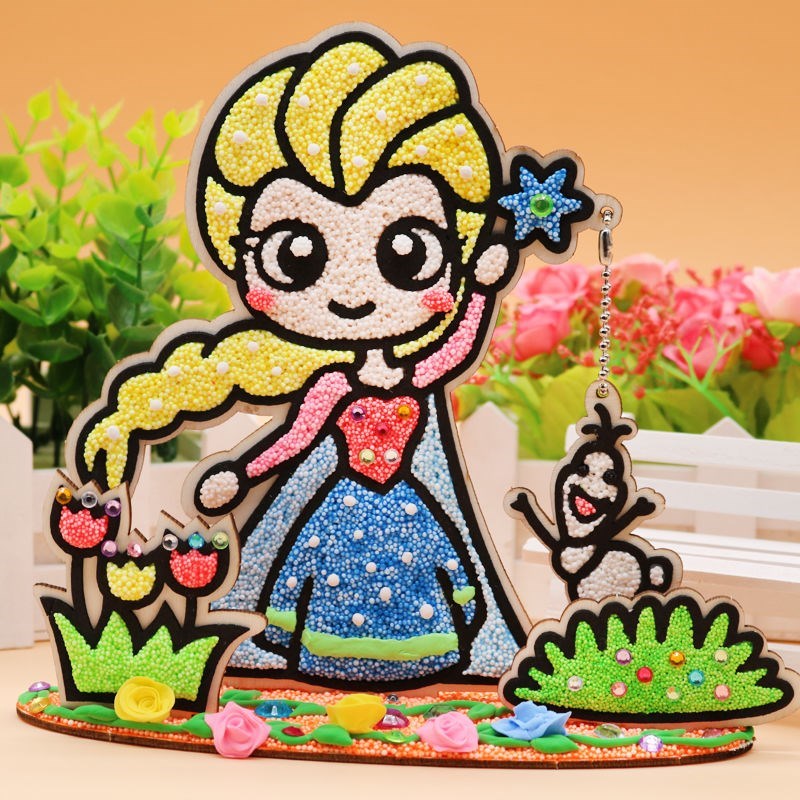 雪花泥珍珠泥儿童diy手工粘土画颗粒黏土3d立体木板画填色材料包