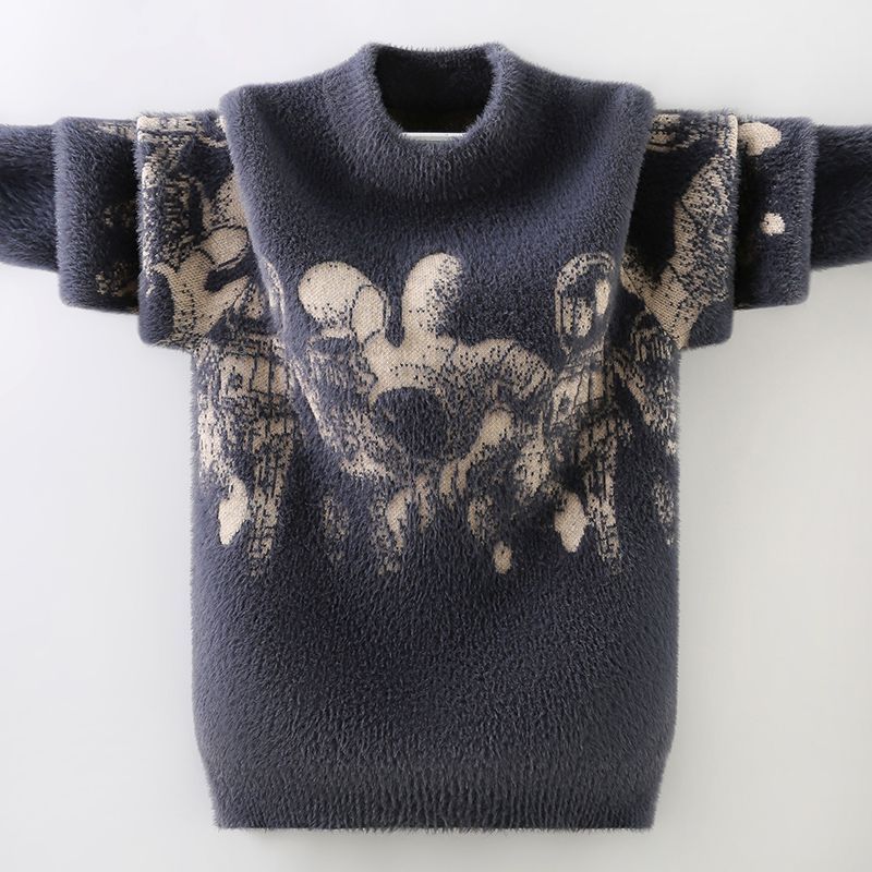 2020儿童毛衣男童秋冬水貂韩版中大童男孩加加厚针织衫潮羊气2024