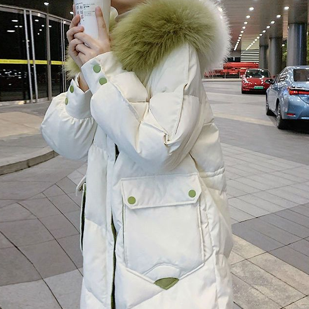 冬季保暖过膝中长款羽绒衣女外套2023新款冬装羽绒衣加厚羽绒衣