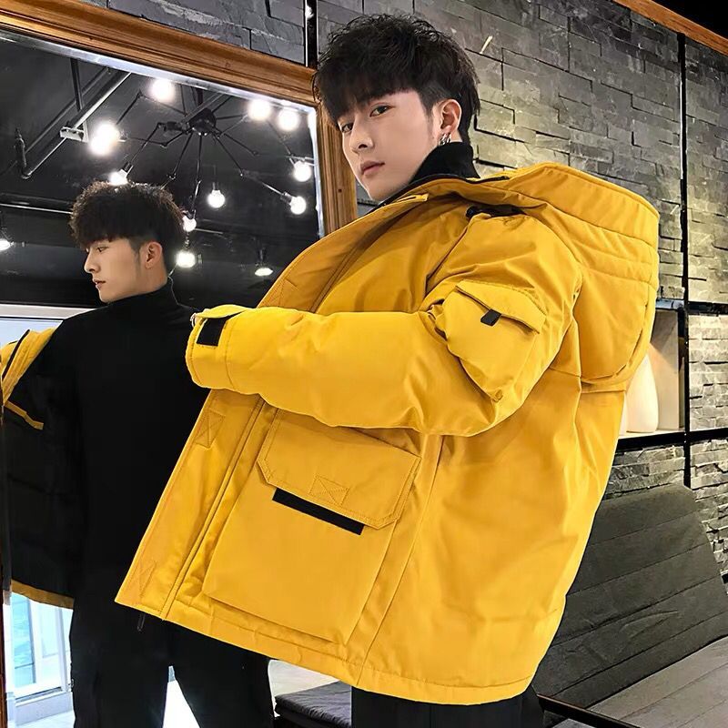 雪中飞羽绒服男2023冬季新款潮流帅气短款学生工装轻薄加厚冬装