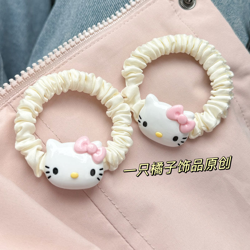 可爱粉色肠圈hellokitty头绳发饰系少女kT猫卡通发饰发圈小皮筋