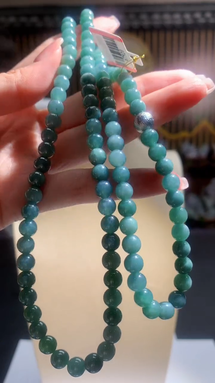 【闪购商品】定制翡翠未镶嵌4777zm-挂件毛货287珠链