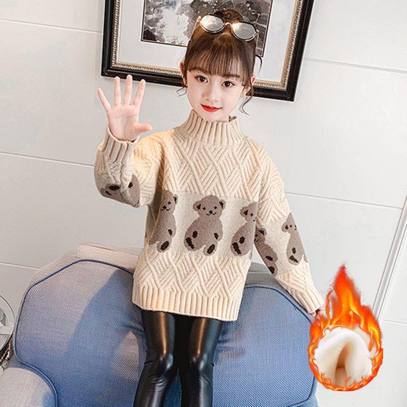新品巴拉巴拉女童毛衣2023年新款洋气儿童秋冬针织衫加绒加厚中大