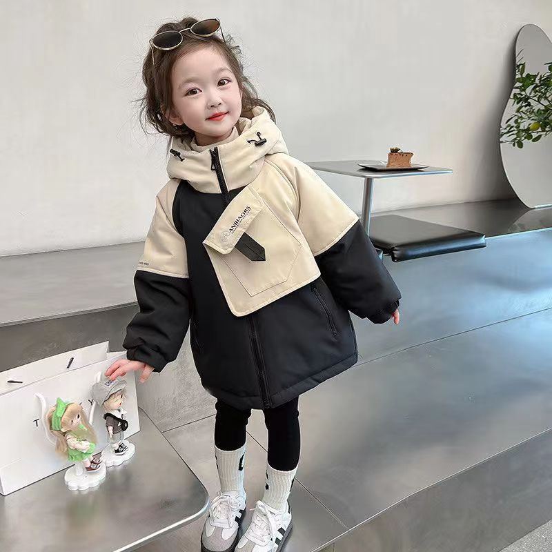 新品巴拉巴拉女童棉服中长款女宝冬装洋气2023新款女童外套冬季加