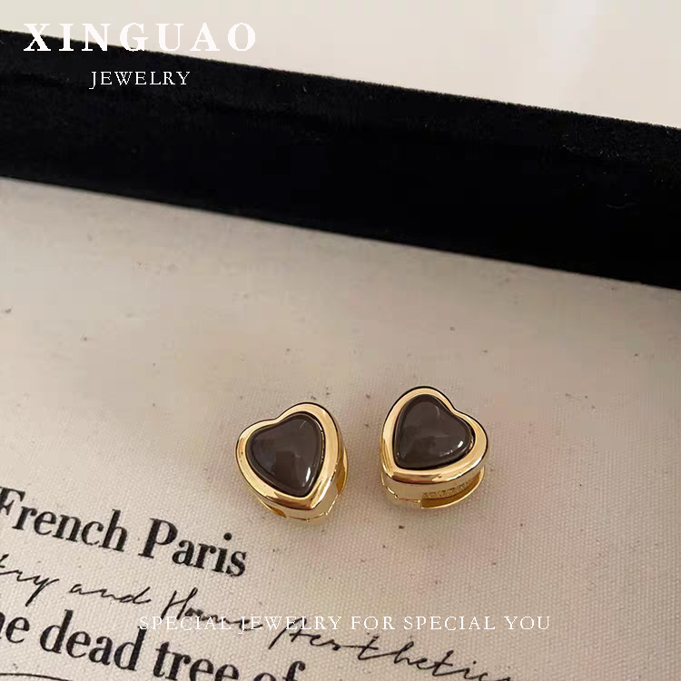 铜合金耳饰 （孤品清伧）轻奢爱心双带耳扣190