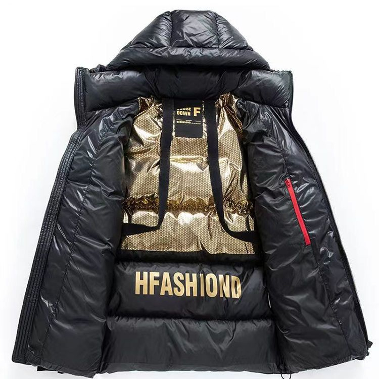 波司澄新款羽绒服男士短款亮面免洗情侣加厚防寒服高档潮流黑金