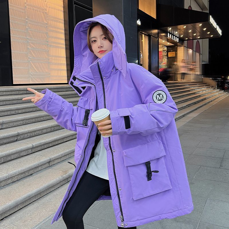 波司澄大码羽绒服女中长款斤胖妹妹宽松显瘦防寒白鸭绒连帽外套