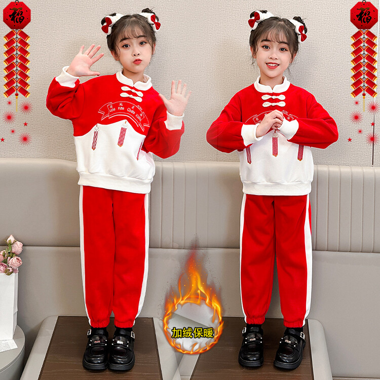套装中国风冬季字母女童中大童