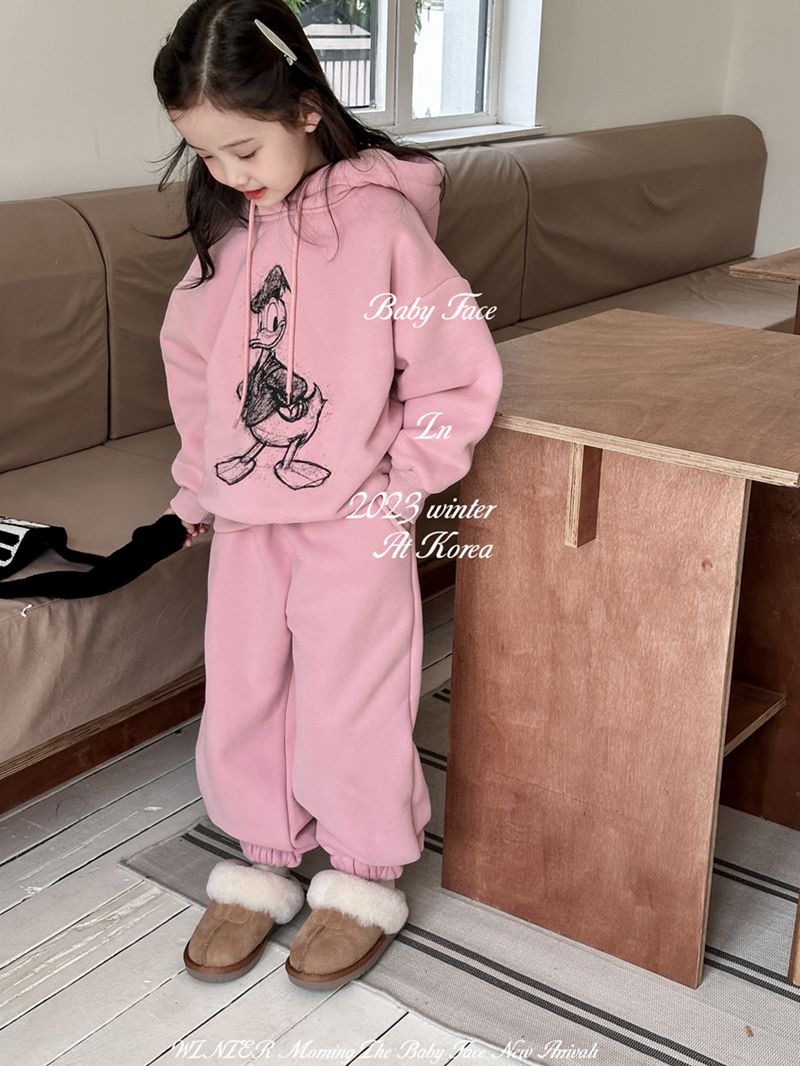 女童卫衣卫裤套装秋冬款洋气卡通加绒加厚连帽卫衣卫裤休闲两件套