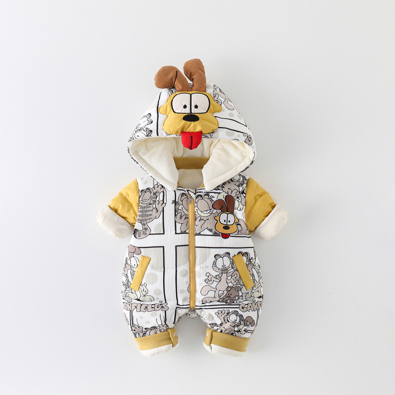 羽绒连体衣婴儿冬季外出服卡通洋气宝宝冬装保暖哈衣爬服外穿衣服