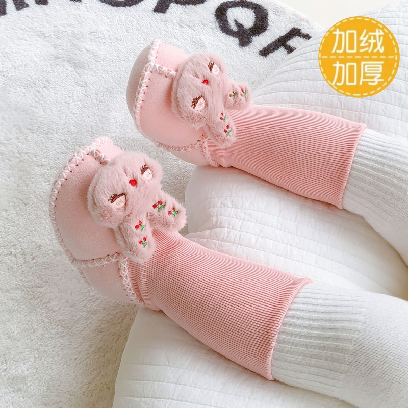 婴儿鞋子秋冬季0-3-9个月女宝宝棉鞋袜步前鞋男一岁幼儿袜鞋加绒