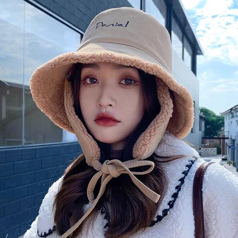 渔夫帽子女款秋冬季加绒加厚保暖防寒百搭户外骑车防风护耳帽盆帽