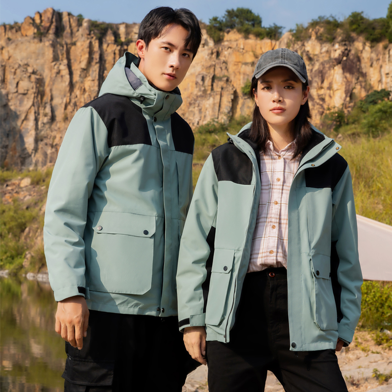 秋冬季男冲锋衣情侣保暖冲锋衣户外休闲外套加绒加厚拼色夹克男女