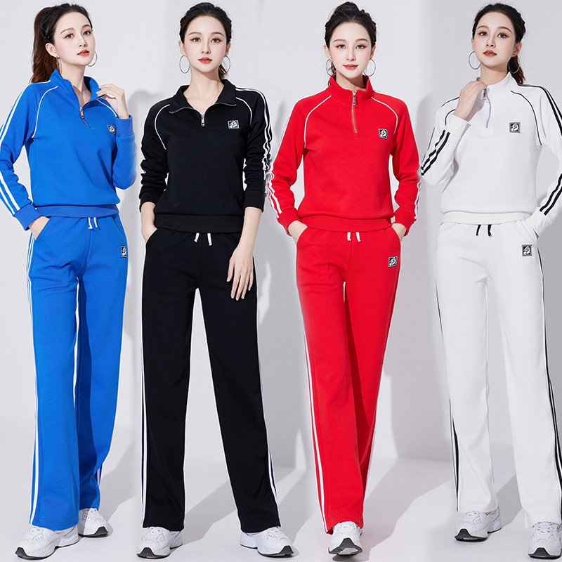 新款两件套秋冬立领加厚运动健身操团体跳舞衣服时尚舞蹈服女休闲