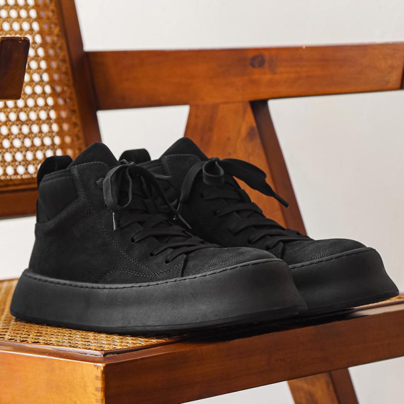 黑色高帮鞋男士冬季加绒鞋子男鞋潮鞋2023新款英伦风马丁靴男款潮