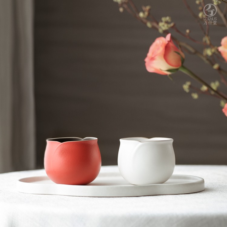 EDENUS/万仟堂爱心玫瑰 千杯茶杯陶瓷大号品茗杯单杯创意家用手工